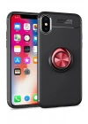 Mey İthalat®  iPhone XS Max Kılıf Range Yüzüklü Silikon - Siyah-Kırmızı