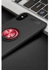 Mey İthalat®  iPhone XS Max Kılıf Range Yüzüklü Silikon - Siyah-Kırmızı