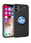 Mey İthalat®  iPhone XS Max Kılıf Range Yüzüklü Silikon - Siyah-Mavi