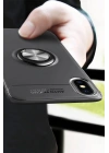 Mey İthalat®  iPhone XS Max Kılıf Range Yüzüklü Silikon - Siyah-Mavi