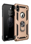 Mey İthalat®  iPhone XS Max Kılıf Sofya Yüzüklü Silikon Kapak - Gold