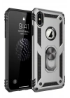 Mey İthalat®  iPhone XS Max Kılıf Sofya Yüzüklü Silikon Kapak - Gümüş