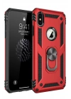 Mey İthalat®  iPhone XS Max Kılıf Sofya Yüzüklü Silikon Kapak - Kırmızı
