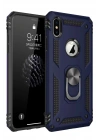 Mey İthalat®  iPhone XS Max Kılıf Sofya Yüzüklü Silikon Kapak - Lacivert