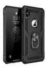 Mey İthalat®  iPhone XS Max Kılıf Sofya Yüzüklü Silikon Kapak - Siyah