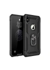 Mey İthalat®  iPhone XS Max Kılıf Sofya Yüzüklü Silikon Kapak - Siyah