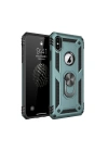 Mey İthalat®  iPhone XS Max Kılıf Sofya Yüzüklü Silikon Kapak - Yeşil