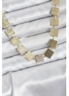 Mey İthalat® Kare Plaka Model Gold Renk Kadın Kolye