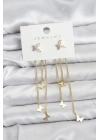 Mey İthalat® Kelebek Model Gold Renk Pirinç Sallantılı Kadın Küpe