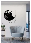 Mey İthalat® Kurt Temalı Lazer Kesim Ahşap Duvar Saati - 40x40 cm Dekoratif