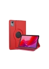 Mey İthalat®  Lenovo Tab M11 TB330FU 360 Tablet Deri Kılıf - Kırmızı
