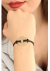 Mey İthalat® LOVE (Aşık) Siyah Deri İpli Unisex Mood Bileklik