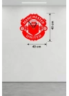 Mey İthalat® Manchester United Logolu Ahşap Duvar Saati - 40x40 cm Taraftar Hediyesi