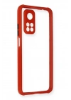 Mey İthalat®   Mi 10T Pro Kılıf Miami Şeffaf Silikon - Kırmızı