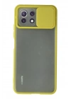 Mey İthalat®   Mİ 11 Lite Kılıf Palm Buzlu Kamera Sürgülü Silikon - Sarı