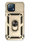Mey İthalat®   Mİ 11 Lite Kılıf Pars Lens Yüzüklü Silikon - Gold