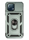 Mey İthalat®   Mİ 11 Lite Kılıf Pars Lens Yüzüklü Silikon - Yeşil
