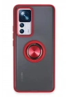 Mey İthalat®   Mi 12T Pro Kılıf Montreal Yüzüklü Silikon Kapak - Kırmızı