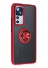 Mey İthalat®   Mi 12T Pro Kılıf Montreal Yüzüklü Silikon Kapak - Kırmızı