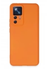 Mey İthalat®   Mi 12T Pro Kılıf Nano içi Kadife Silikon - Turuncu