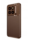 Mey İthalat®   Mi 14T Pro Kılıf Auto Focus Karbon Kapak - Kahverengi