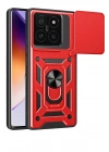 Mey İthalat®   Mi 14T Pro Kılıf Pars Lens Yüzüklü Silikon - Kırmızı