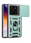 Mey İthalat®   Mi 14T Pro Kılıf Pars Lens Yüzüklü Silikon - Yeşil