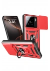 Mey İthalat®   Mi 15 Kılıf Pars Lens Yüzüklü Silikon - Kırmızı