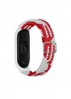 Mey İthalat®   Mi Band 4 Star Kordon - Beyaz-Kırmızı