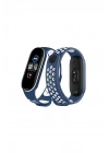 Mey İthalat®   Mi Band 6 Spor Delikli Kordon - Lacivert-Beyaz