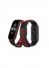Mey İthalat®   Mi Band 6 Spor Delikli Kordon - Siyah-Kırmızı