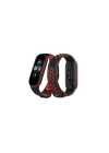 Mey İthalat®   Mi Band 6 Spor Delikli Kordon - Siyah-Kırmızı