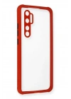 Mey İthalat®   Mi Note 10 Lite Kılıf Miami Şeffaf Silikon - Kırmızı
