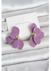 Mey İthalat® Mor Mineli Lotus Model Pirinç Kadın Küpe