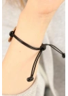 Mey İthalat® OKAY (İyi) Siyah Deri İpli Unisex Mood Bileklik