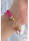 Mey İthalat® Pembe Renk Zirkon Taşlı İpli Çoklu Bileklik