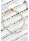 Mey İthalat® Pirinç Charm Zirkon Taşlı Kalp Model Gold Renk Kadın Bileklik
