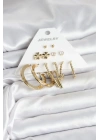 Mey İthalat® Pirinç Gold Renk 6 Çift Kadın Küpe Seti