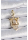 Mey İthalat® Pirinç Gold Renk Baget Zirkon Taşlı Ajda Charm