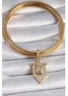 Mey İthalat® Pirinç Gold Renk Baget Zirkon Taşlı Ajda Charm