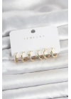 Mey İthalat® Pirinç Gold Renk Botega Model Kadın Küpe Seti