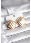 Mey İthalat® Pirinç Gold Renk İşleme Detay Kadın Küpe