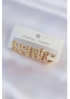 Mey İthalat® Pirinç Gold Renk Minimal Tırtıklı Küpe Seti