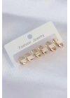 Mey İthalat® Pirinç Gold Renk Oval Bombeli Küpe Seti