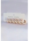 Mey İthalat® Pirinç Gold Renk Oval Küpe Seti