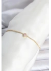 Mey İthalat® Pirinç Gold Renk Pembe Damla Model Su Yolu Kadın Bileklik