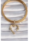 Mey İthalat® Pirinç Gold Renk Zirkon Taş Detaylı Kalp Figür Ajda Charm