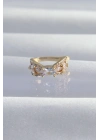 Mey İthalat® Pirinç Gold Renk Zirkon Taş Kaplama Earcuff Küpe
