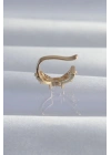 Mey İthalat® Pirinç Gold Renk Zirkon Taş Kaplama Earcuff Küpe