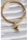 Mey İthalat® Pirinç Gold Renk Zirkon Taşlı 3D Üçgen Model Ajda Charm